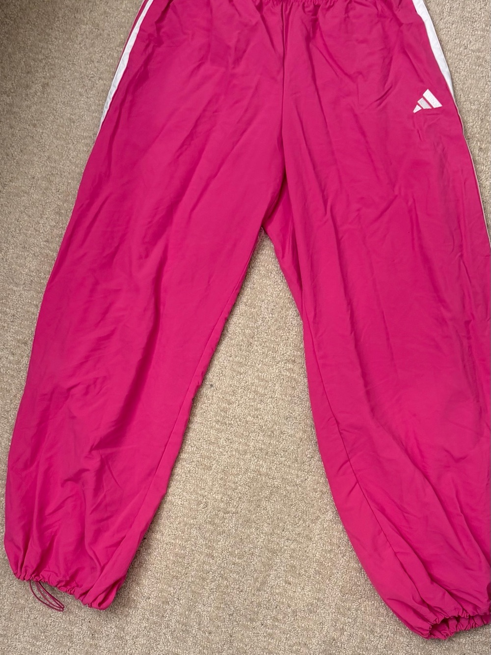 adidas Pink Wide-Leg Joggers with White Side Stripes (FIREBIRD ADILENIUM) - Picture 4 of 5